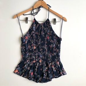 Anthropologie Halter Top Floral Print Size Small